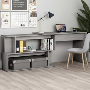 Fowey Wooden Laptop Desk Corner In Concrete Grey