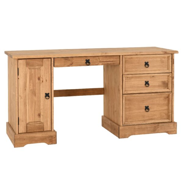 Central Wooden Laptop Desk With 3 Drawers In Oak