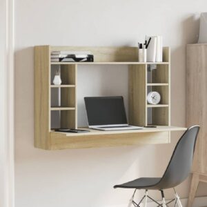 Kodak Wooden Wall Mounted Laptop Desk In Sonoma Oak