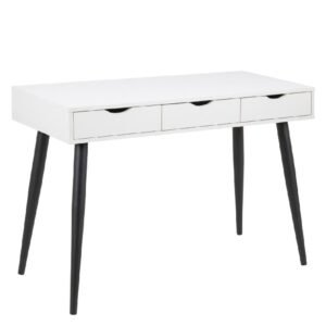 Nephi Wooden Laptop Desk With 3 Drawers In White And Black