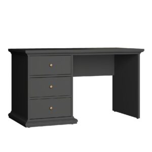 Parayo Wooden Laptop Desk With 3 Drawers In Matt Grey