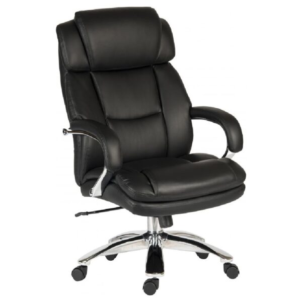 Crete Leather Home And Office Chair In Black