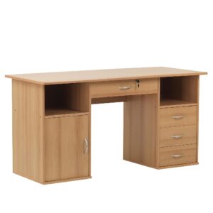 Dolce Wooden Laptop Desk With 3 Drawers In Beech