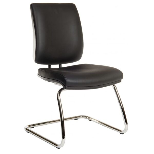 Earlville Leather Home And Office Chair With Chrome Legs In Black