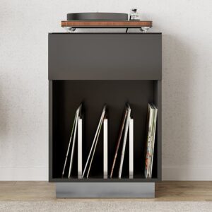 Ercis High Gloss Office Cabinet With 1 Drawers In Grey