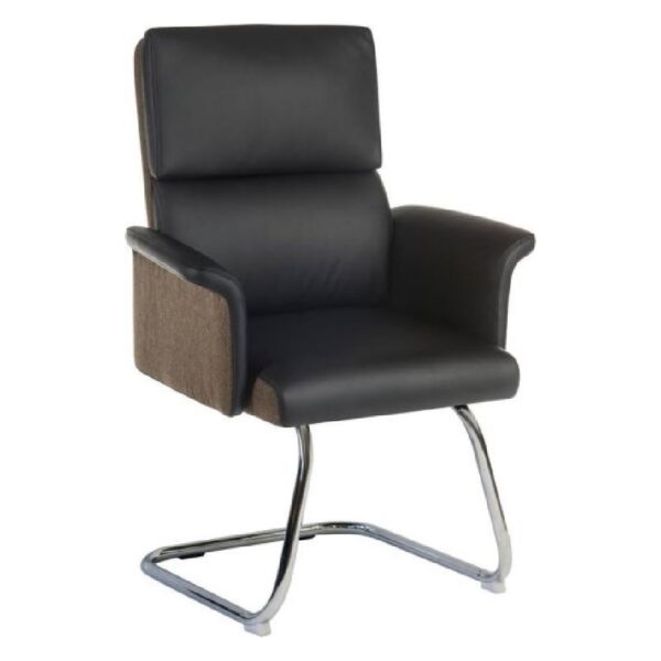 Eustis Leather Home And Office Chair With Chrome Legs In Black