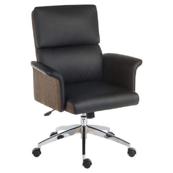 Eustis Medium Back Leather Home And Office Chair In Black