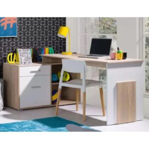 Caldwell Wooden Corner Laptop Desk With 2 Shelves In Sonoma Oak