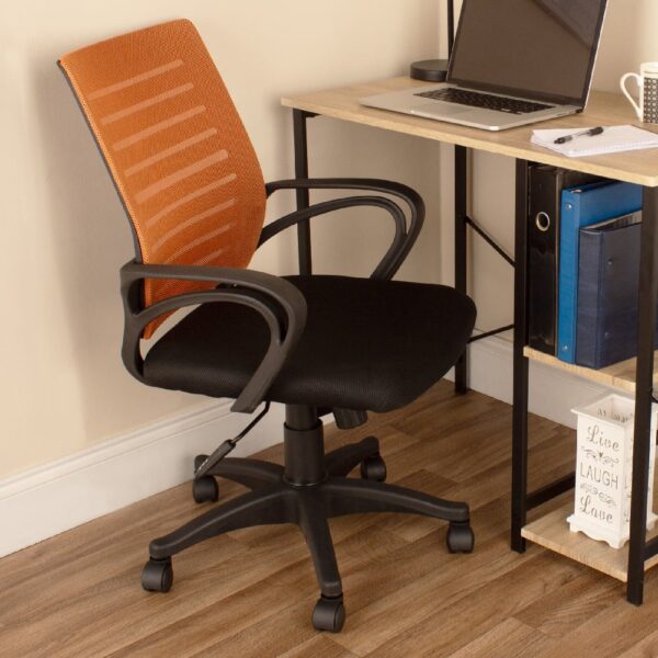 Leith Fabric Home And Office Chair With Arms In Black And Orange