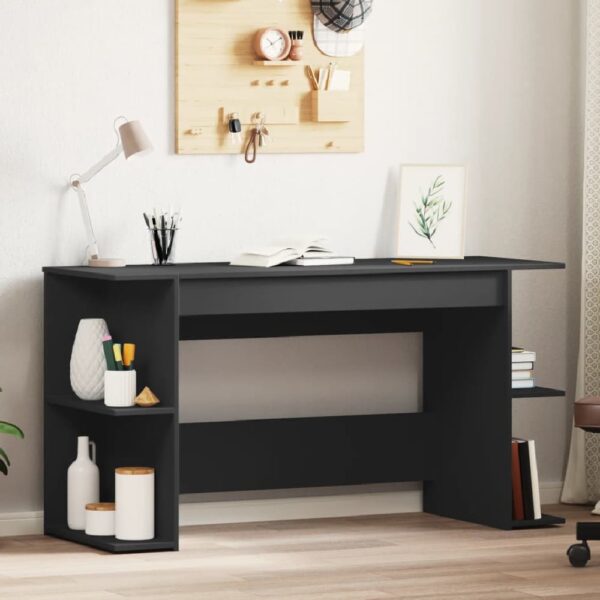 Haines Wooden Laptop Desk With 4 Shelves In Black