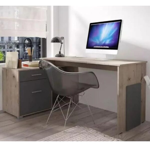 Caldwell Wooden Laptop Desk Corner With 1 Door In Wellington Oak