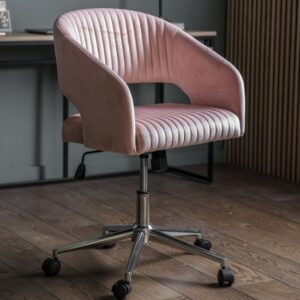 Marry Velvet Swivel Home And Office Chair In Pink