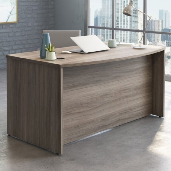 Aberdare Small Wooden Laptop Desk With Bow Front In Hudson Elm