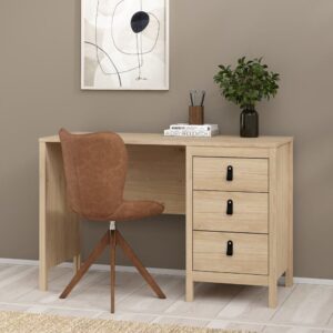 Bellevue Wooden Laptop Desk With 3 Drawers In Oak