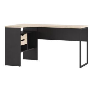 Frosk Wooden Laptop Desk With 2 Drawers In Matt Black And Oak