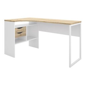 Frosk Wooden Laptop Desk With 2 Drawers In White And Oak