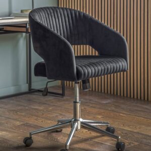 Marry Velvet Swivel Home And Office Chair In Black